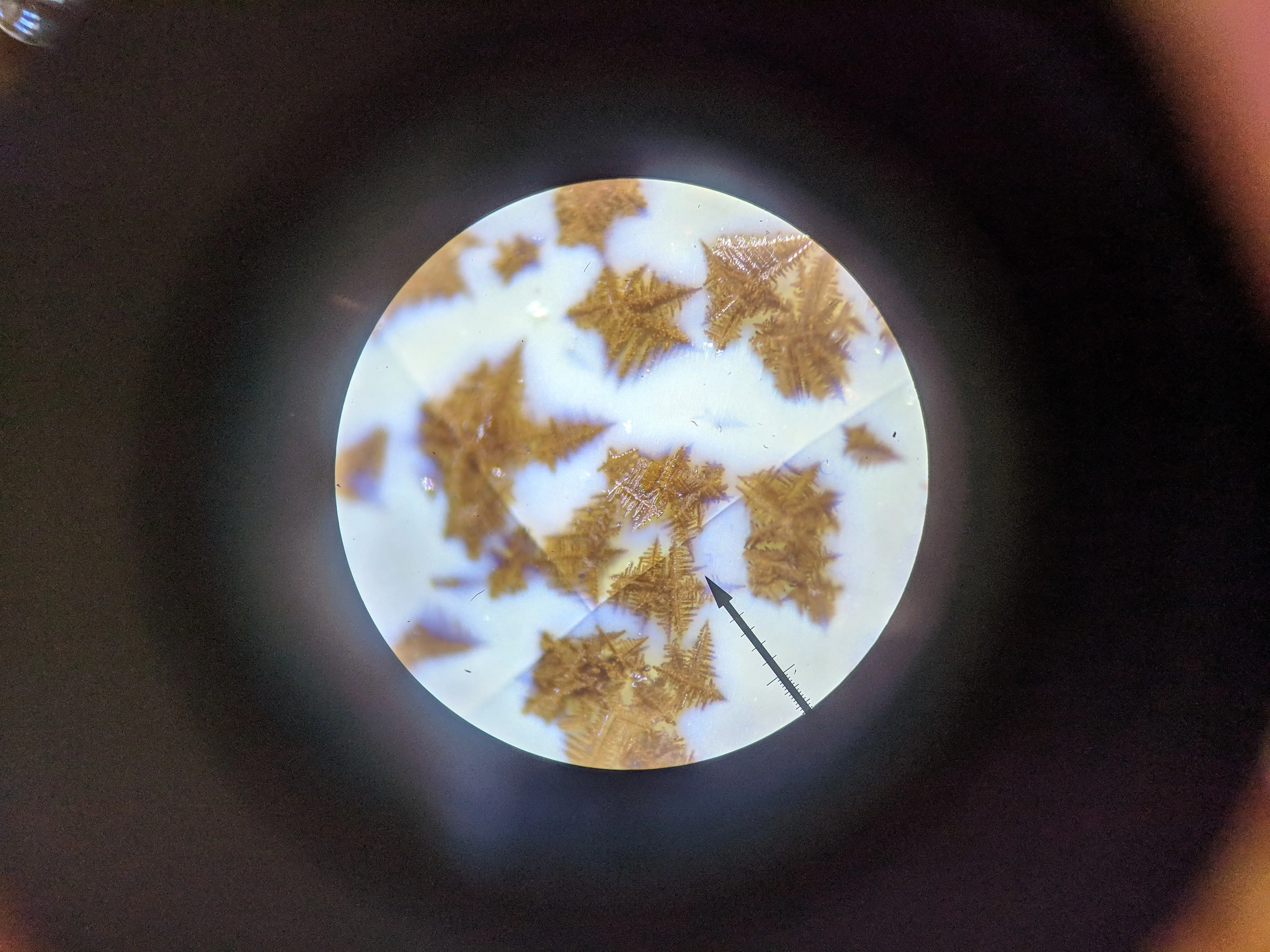 Microscope view of small crystal formations sample 1